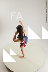 Sportswear Woman White Slim long brown Fighting Multi angle poses Academic