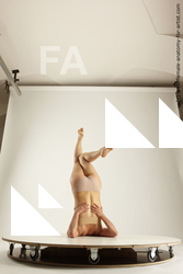 Underwear Woman White Laying poses - ALL Slim Laying poses - on back long brown Multi angle poses Academic
