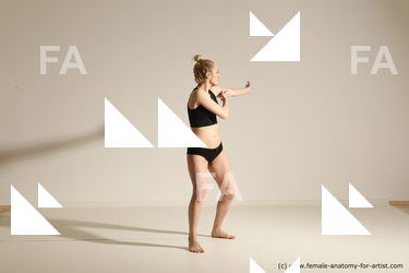 Underwear Woman White Slim medium blond Dancing Dynamic poses Academic