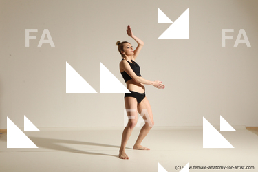 Underwear Woman White Slim medium blond Dancing Dynamic poses Academic