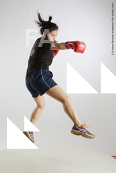 Sportswear Woman Asian Average medium black Fighting Standard Photoshoot Academic