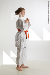 Sportswear Woman White Standing poses - ALL Slim long brown Fighting Standard Photoshoot  Academic