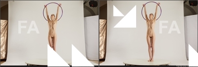 Nude Woman White Standing poses - ALL Slim short brown 3D Stereoscopic poses Pinup