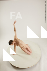 Nude Woman White Kneeling poses - ALL Slim Kneeling poses - on both knees medium brown Multi angle poses Pinup