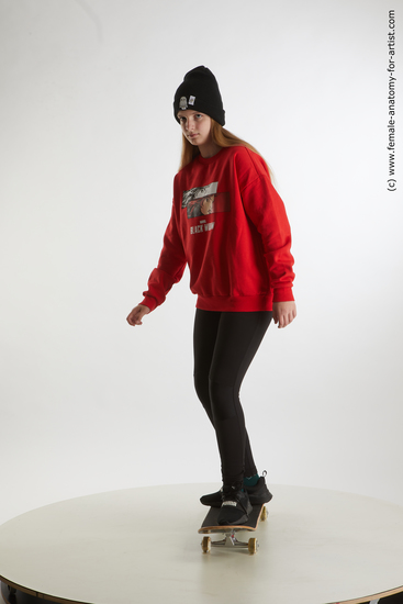 Sportswear Woman White Standing poses - ALL Slim long brown Standard Photoshoot  Academic