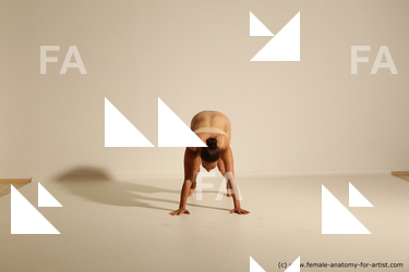 Underwear Gymnastic poses Woman White Slim long brown Dynamic poses Academic