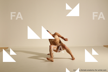 Underwear Gymnastic poses Woman White Slim long brown Dynamic poses Academic