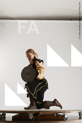 Casual Woman White Kneeling poses - ALL Average Kneeling poses - on one knee long brown Multi angle poses Academic