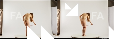 Nude Woman White Standing poses - ALL Slim Standing poses - bend over long brown 3D Stereoscopic poses Pinup