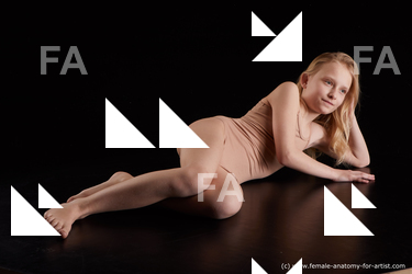 Underwear Woman White Laying poses - ALL Slim Laying poses - on side long blond Standard Photoshoot  Academic