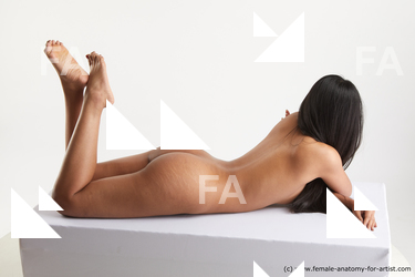 Nude Woman Asian Laying poses - ALL Slim Laying poses - on stomach long black Standard Photoshoot Pinup