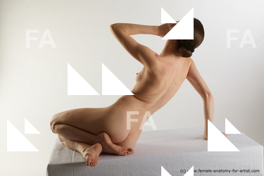 Nude Woman White Sitting poses - ALL Underweight medium brown Sitting poses - on knees Standard Photoshoot Pinup