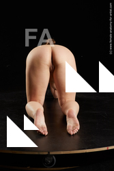 Nude Woman White Kneeling poses - ALL Kneeling poses - on both knees long brown Standard Photoshoot Chubby Pinup