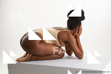 Underwear Woman Black Kneeling poses - ALL Average Kneeling poses - on both knees long black Standard Photoshoot Academic