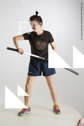 Sportswear Fighting with sword Woman Asian Standing poses - ALL Average medium black Standard Photoshoot Academic