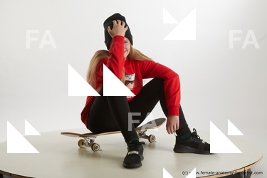 Sportswear Woman White Sitting poses - ALL Slim long brown Sitting poses - simple Standard Photoshoot  Academic