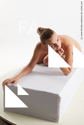 Nude Woman White Laying poses - ALL Slim Laying poses - on side long brown Standard Photoshoot Pinup