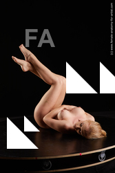 Nude Woman White Laying poses - ALL Slim Laying poses - on back medium blond Standard Photoshoot Pinup