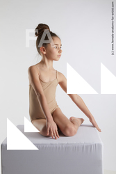 Underwear Woman White Kneeling poses - ALL Slim Kneeling poses - on both knees long brown Standard Photoshoot  Academic