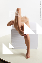 Nude Woman White Laying poses - ALL Slim Laying poses - on back long brown Standard Photoshoot Pinup