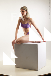 Underwear Woman White Sitting poses - ALL Slim medium brown Sitting poses - simple Standard Photoshoot Academic