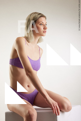 Underwear Woman White Sitting poses - ALL Slim medium brown Sitting poses - simple Standard Photoshoot Academic