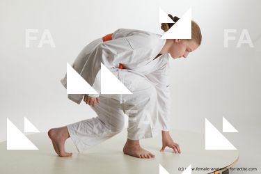 Sportswear Woman White Kneeling poses - ALL Slim Kneeling poses - on one knee long brown Standard Photoshoot  Academic