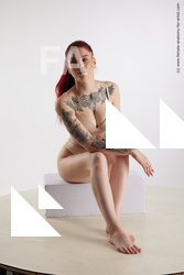 Underwear Woman White Sitting poses - ALL Slim long colored Sitting poses - simple Standard Photoshoot Academic