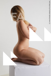 Nude Woman White Kneeling poses - ALL Slim Kneeling poses - on both knees long blond Standard Photoshoot Pinup