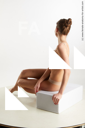 Underwear Woman White Sitting poses - ALL Slim long brown Sitting poses - simple Standard Photoshoot Academic