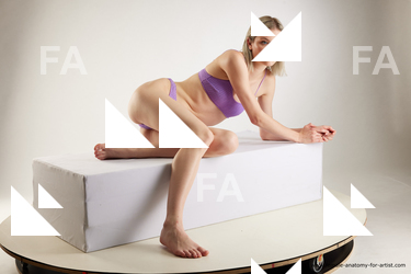 Underwear Woman White Laying poses - ALL Slim Laying poses - on side medium blond Standard Photoshoot Academic