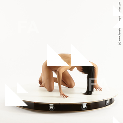 Nude Woman White Kneeling poses - ALL Slim Kneeling poses - on both knees long brown Standard Photoshoot Pinup