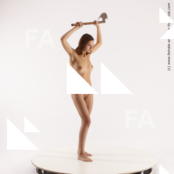 Nude Woman White Standing poses - ALL Slim long brown Fighting with axe Standard Photoshoot Pinup