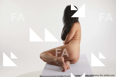 Nude Woman White Sitting poses - ALL Slim long black Sitting poses - simple Standard Photoshoot Pinup