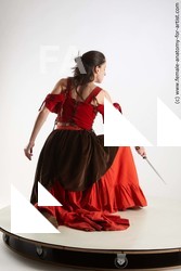 Casual Fighting with sword Woman White Kneeling poses - ALL Slim Kneeling poses - on one knee long brown Standard Photoshoot Academic