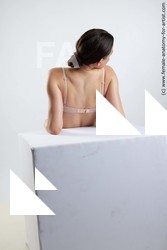 Underwear Woman White Sitting poses - ALL Slim long brown Sitting poses - simple Standard Photoshoot Academic