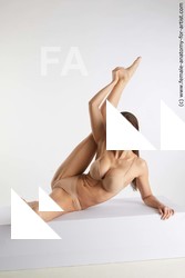 Underwear Woman White Laying poses - ALL Slim Laying poses - on side long colored Standard Photoshoot Academic