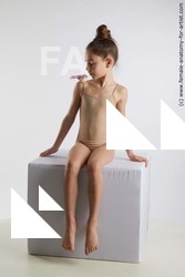 Underwear Woman White Sitting poses - ALL Slim long brown Sitting poses - simple Standard Photoshoot  Academic