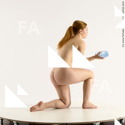 Underwear Woman White Kneeling poses - ALL Average Kneeling poses - on one knee long brown Standard Photoshoot Pinup