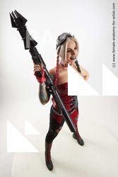 Fighting with gun Woman White Standing poses - ALL Slim long blond Standing poses - simple Standard Photoshoot Academic