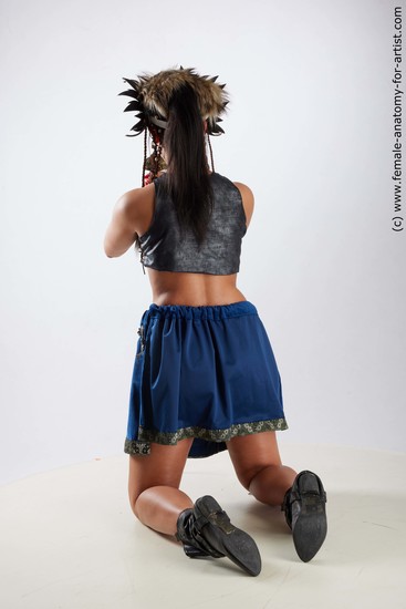 Casual Woman White Kneeling poses - ALL Slim Kneeling poses - on both knees long brown Standard Photoshoot Academic