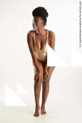 Underwear Woman White Standing poses - ALL Slim dreadlocks black Standing poses - simple Standard Photoshoot Academic