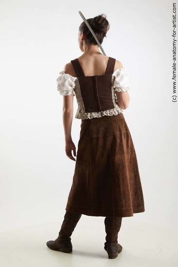 Casual Fighting with sword Woman White Standing poses - ALL Slim long brown Standing poses - simple Standard Photoshoot Academic