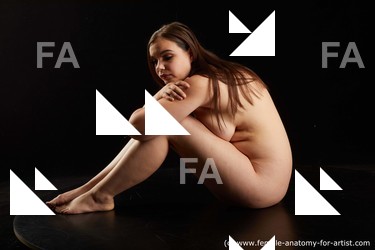 Nude Woman White Sitting poses - ALL long brown Sitting poses - simple Standard Photoshoot Chubby Pinup