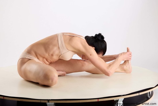 Underwear Woman White Sitting poses - ALL Athletic long brown Sitting poses - simple Standard Photoshoot Academic