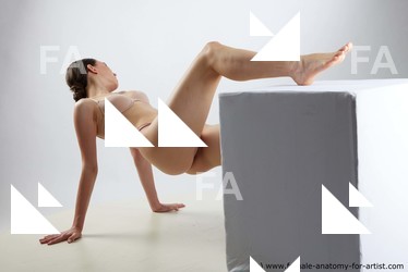 Underwear Woman White Laying poses - ALL Slim Laying poses - on back long brown Standard Photoshoot Academic