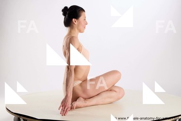 Underwear Woman White Sitting poses - ALL Athletic long brown Sitting poses - simple Standard Photoshoot Academic