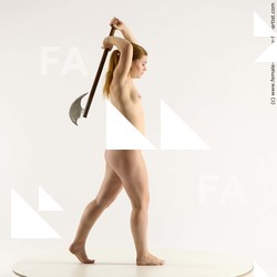 Nude Woman White Standing poses - ALL Slim long red Fighting with axe Standing poses - simple Standard Photoshoot Pinup