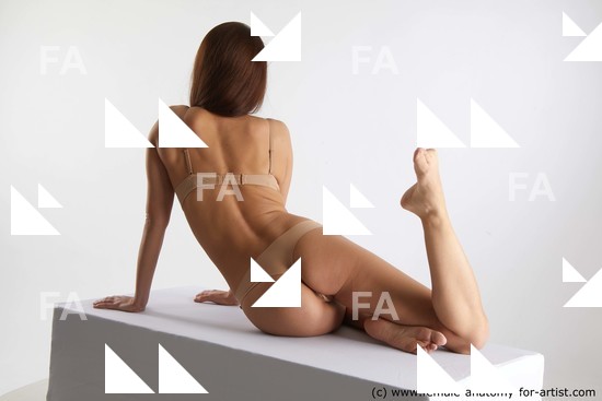 Underwear Woman White Kneeling poses - ALL Slim Kneeling poses - on both knees long colored Standard Photoshoot Academic