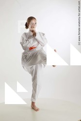 Sportswear Martial art Woman White Standing poses - ALL Slim long brown Standing poses - simple Standard Photoshoot  Academic